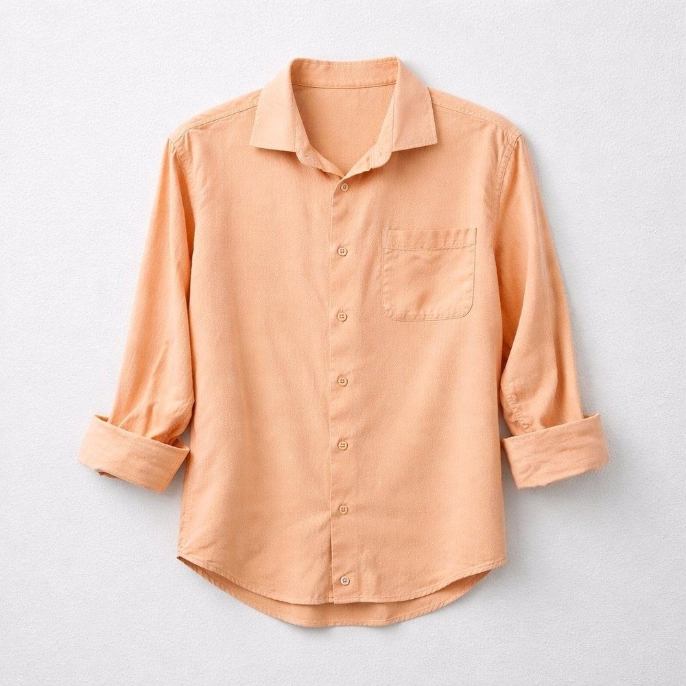 BACHRACH Men's Dress Shirt 16 32/33 Peach Orange Pinstripe Cotton Blend EUC